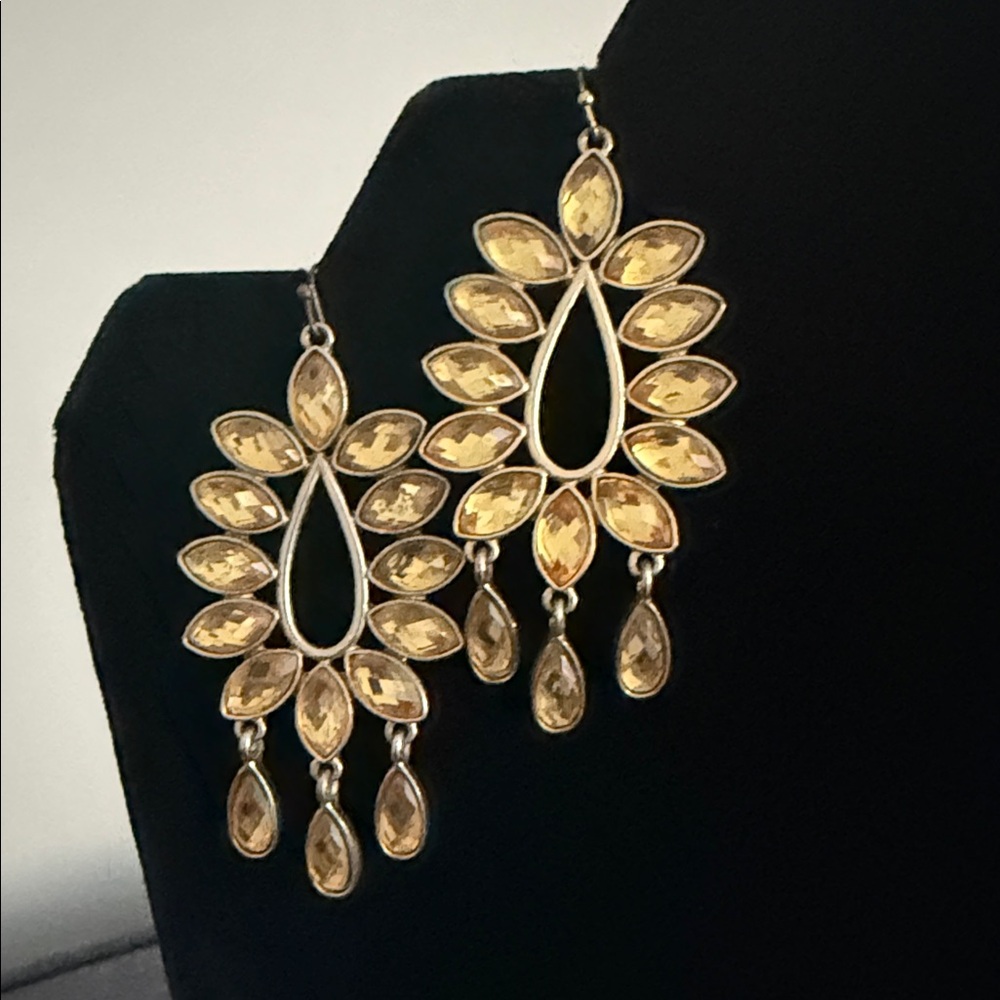Gold Teardrop Crystal Chandelier Earrings